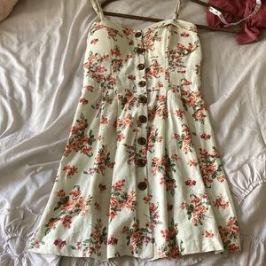 Beige,flora,mini dress 70’s style